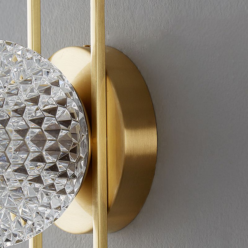 Modern Glass Wall Light Globe 15" High Wall Sconce in Gold for Living Room