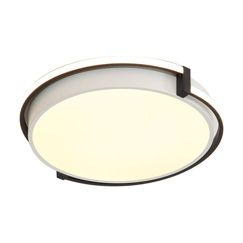 Lampe encastrée ronde pour chambre à coucher, luminaire moderne à LED en acrylique noir/gris avec diffuseur encastré en lumière blanche/chaude/neutre, 12"/16"/19,5" de large