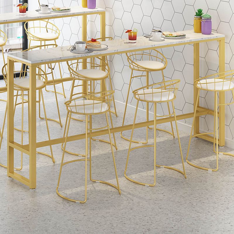 Glam Bar-height Table Faux Marble Top Pub Table with Gold Base