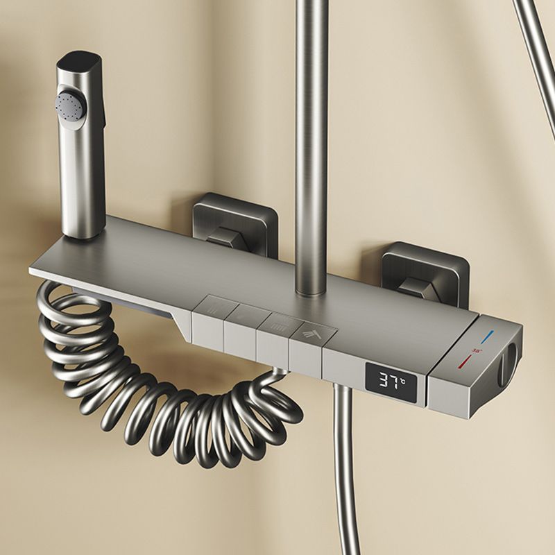 Modern Shower System with Dual Shower Head in Black/White/Gray