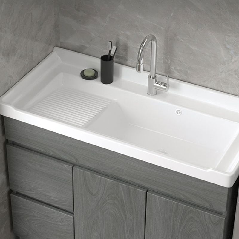 Ceramic Bathroom Vanity Cabinet Modern 32.6" H Bathroom Vanity Set for Balcony