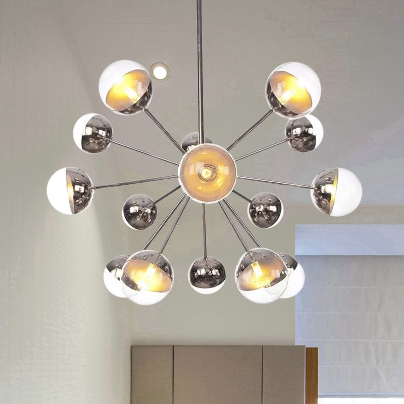 Semi-encastré Globe pour salle à manger, verre blanc/transparent/gris fumée, 9/12/15 lumières, luminaire semi-encastré contemporain en cuivre/chrome/or