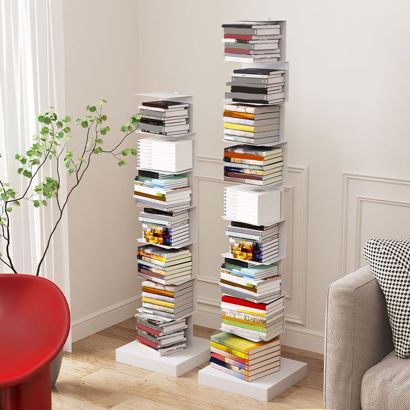 Modern Metal Bookshelf Geometric Closed Back Vertical Bookcase
