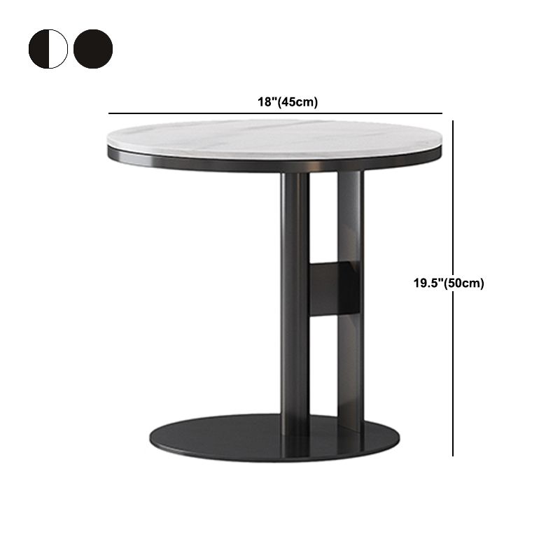 19.6" Tall Modern Round Slate Top Side Table Iron Abstract End Table