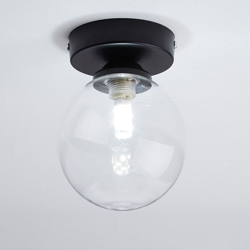 Foyer-inbouwverlichting met één lamp Minimalistische plafondlamp met bolvormige glazen kap