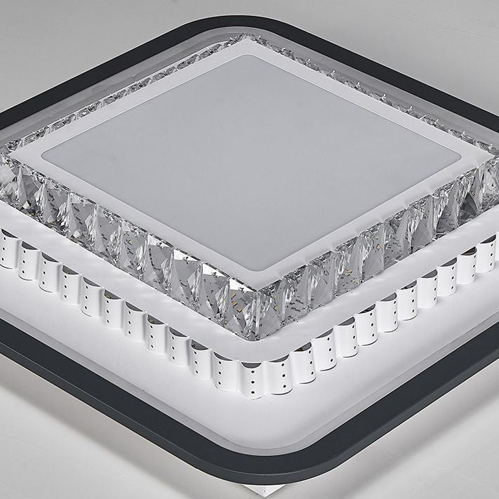 3-Tier Crystal Flush Mount Light Fixture Minimalist Black Flush Mount LED Light for Bedroom