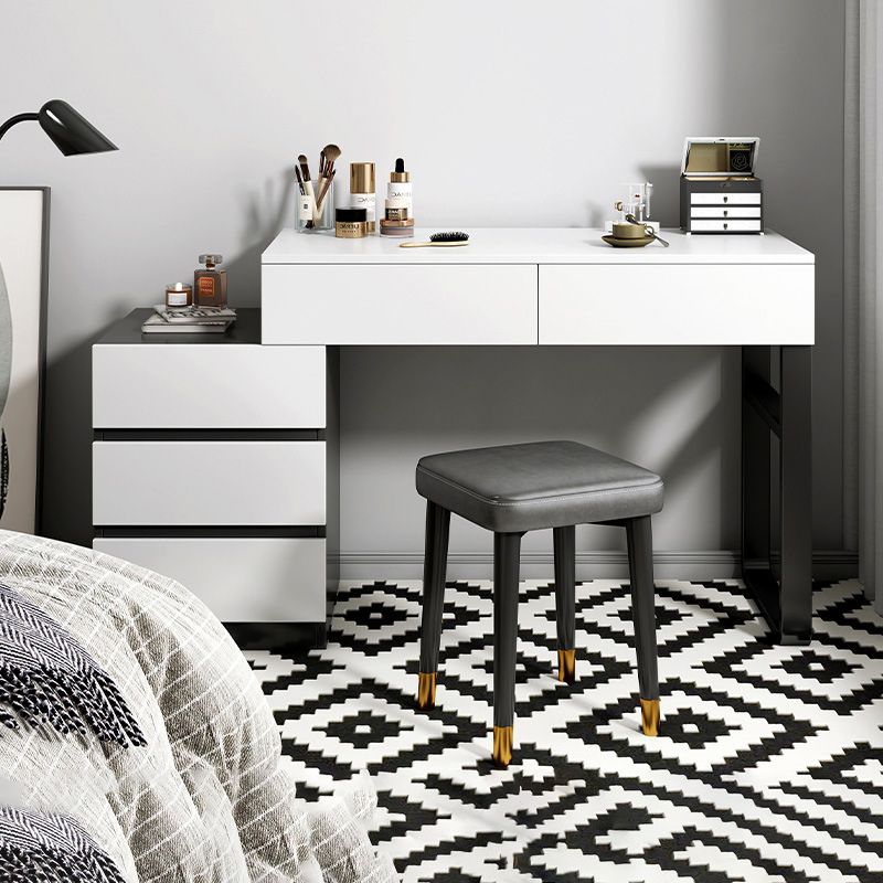 Modern Wooden Vanity Desk in White Modern with Drawers Dressing Table