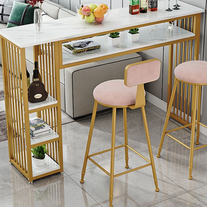 Glam Indoor Bar Stool Table Rectangle Bar Dining Table with Storage