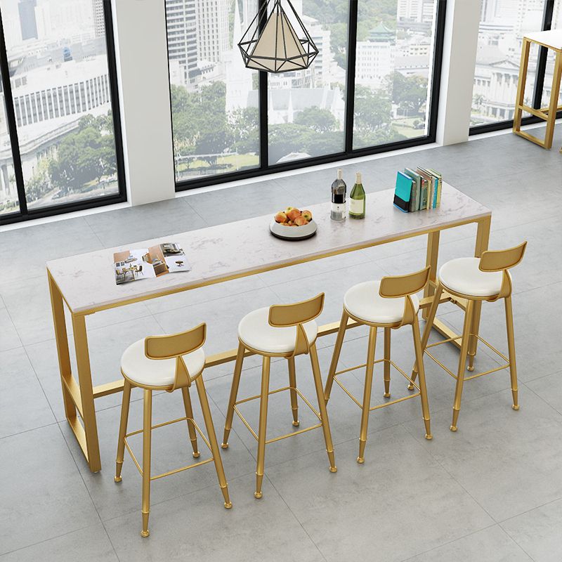 Faux Marble Bar Height Table Modern Style Bistro Table for Living Room