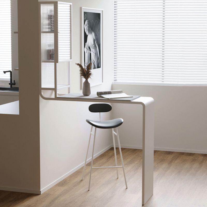 Glam Rectangle Bar Dining Table Stone Top and Metal Frame Bar Table