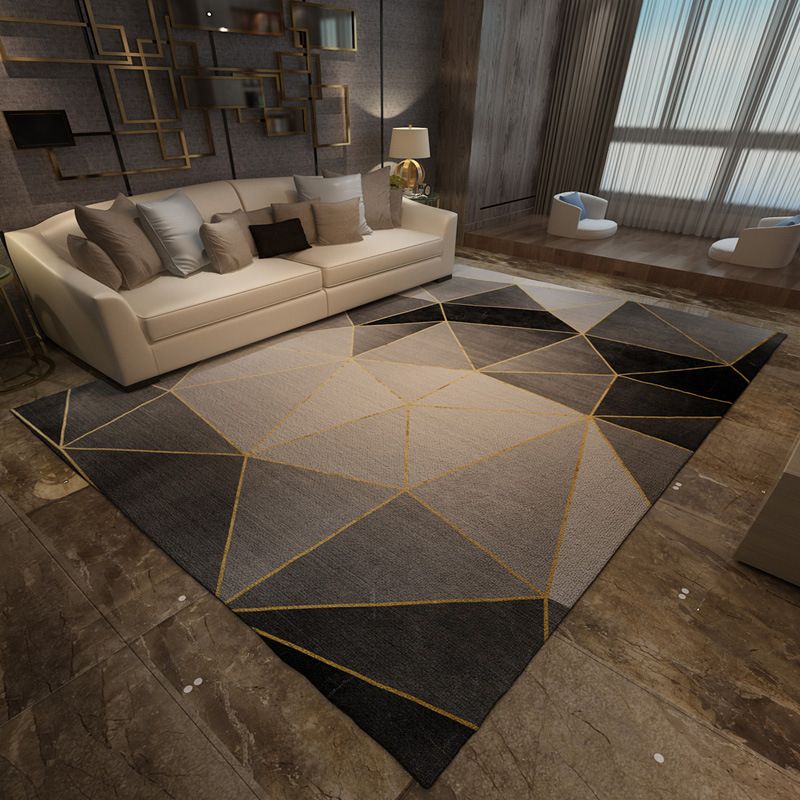 Grey Simplicity Rug Polyester Geometric Rug Washable Rug for Home Decor