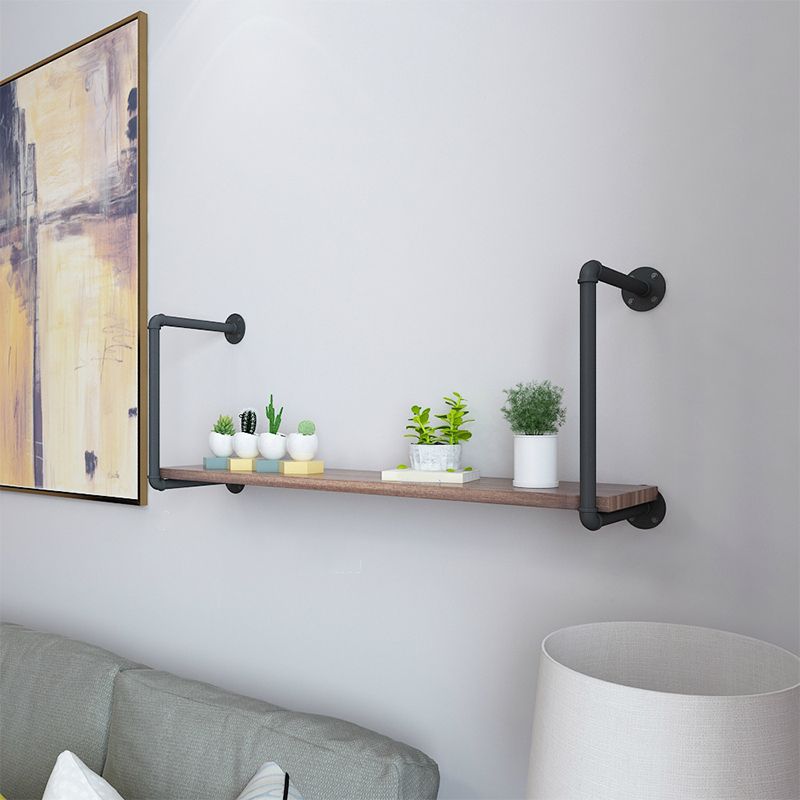 Industrial Closed Back Bookshelf Floating Wooden Natural Bookcase