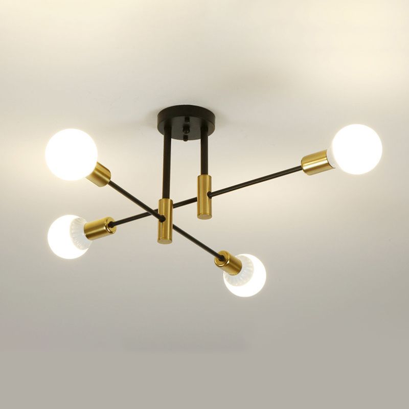 Estilo industrial lámpara de techo incorporada, rama negra, Sala de estar creativa, comedor, dormitorio, bombilla e27 ligera, lujosa y sencilla