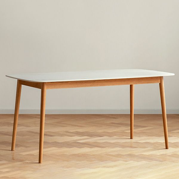 Contemporary White Standard Dining Table Sintered Stone Top Dining Table for Kitchen