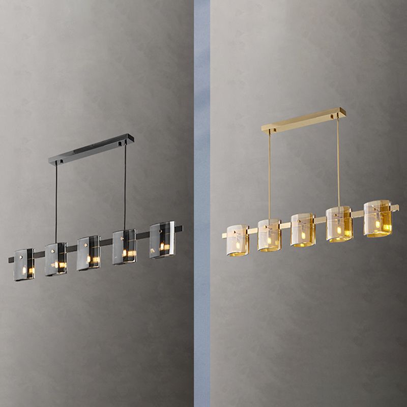 Glass Island Pendant Modern Style Island Light Fixtures for Living Room