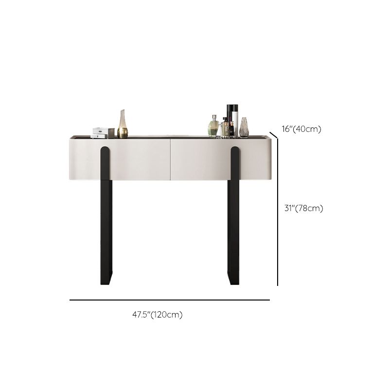 Modern Make-up Vanity with 2 Storage Drawers White Wood Vanity Set, 17.71" Wide