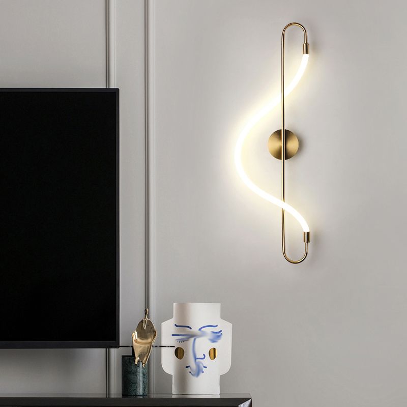 Modern Metal Wall Sconce Note Shape Wall Light with Silicone Shade for Bedroom