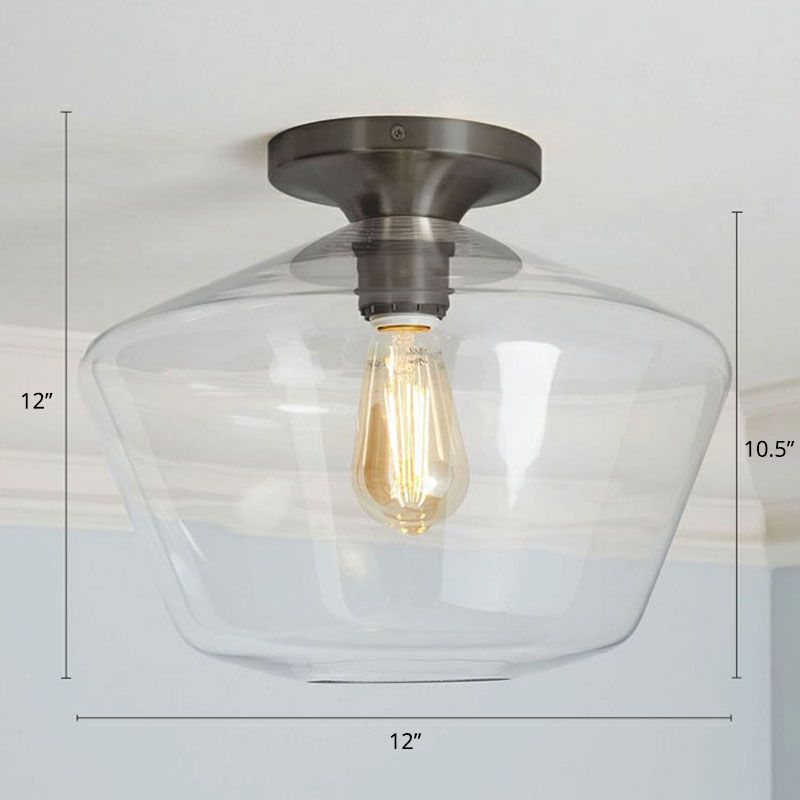 Minimalist Geometric Flushmount Light Glass 1 Bulb Balcony Semi-Flush Mount Ceiling Light