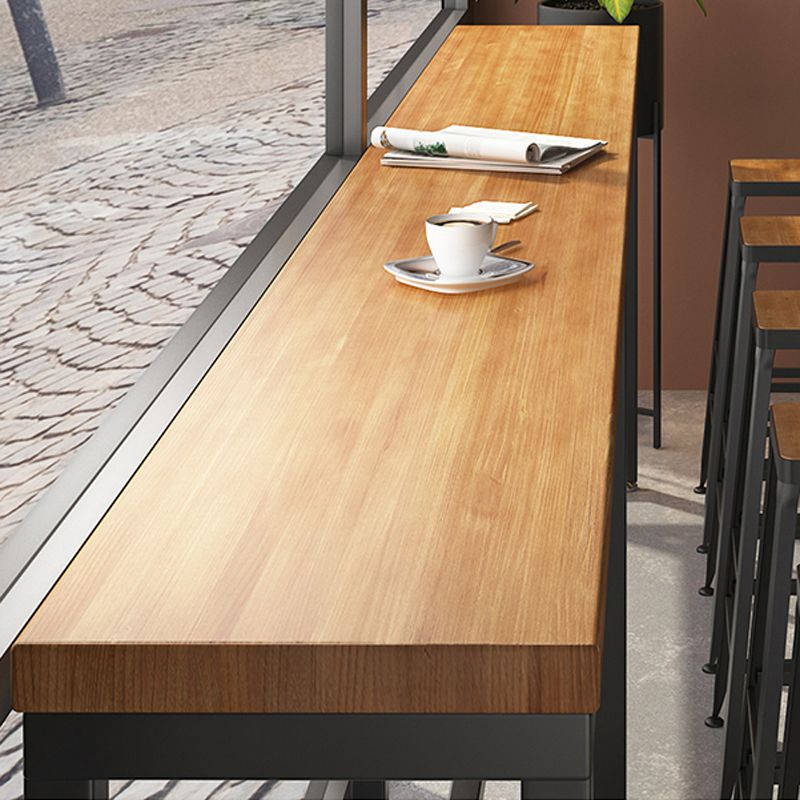 Modern 1/7 Pieces Bar Table Set Rectangle Pine Wood Counter Table with High Stools for Bar
