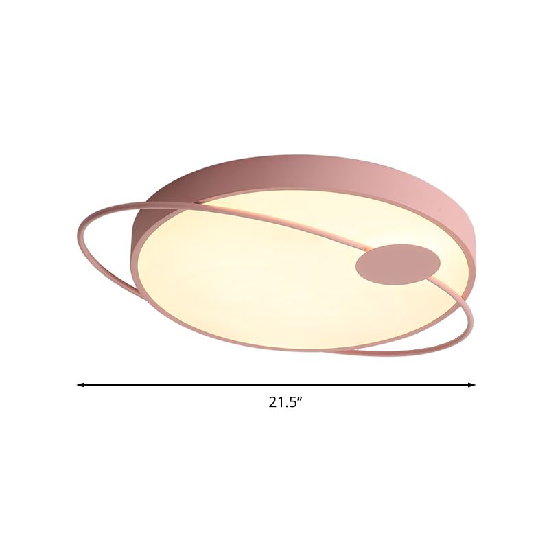 18 "/21.5" /25.5 " W Round Ceiling Flush Mount Nordic Style Acrylique DEL Blue / Pink Flush Light Fixture in Warm / White Light
