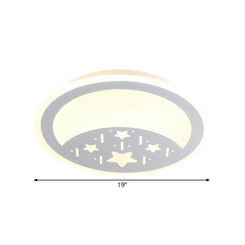 Kids Moon/Star/Loving Heart Flushmount Lighting Metallic LED Bedroom Flush Mount Lamp in White