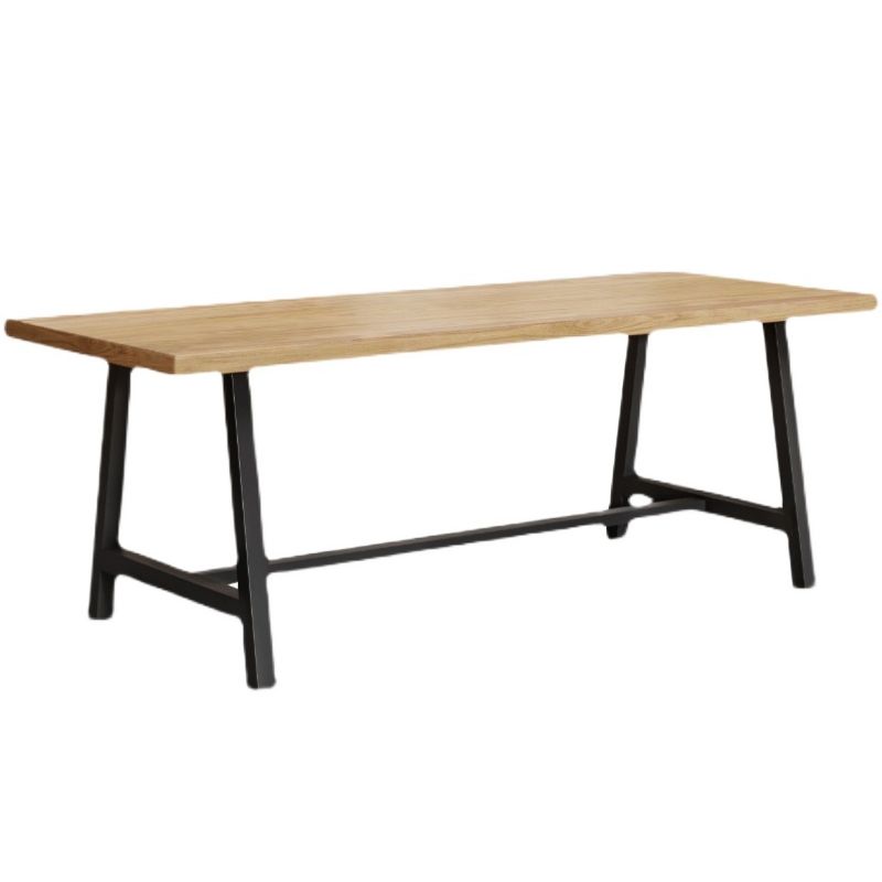 Industriële vaste houten rechthoek dineren kaki standaard eettafel met schroefbasis