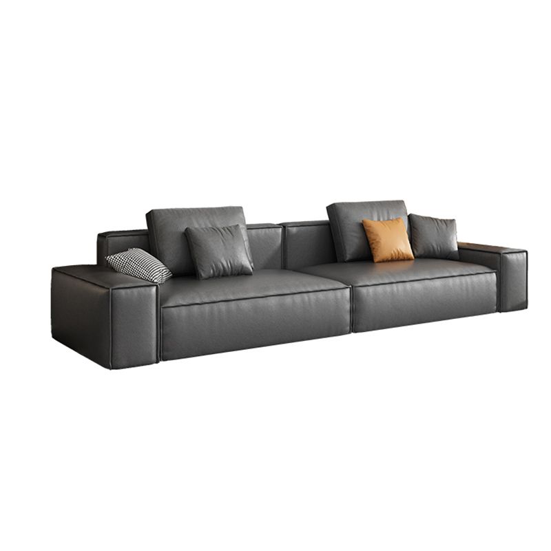 Industrial Sofa with Bolster Pillows 25.6"High Fabric Square Arm Sofa in Gray