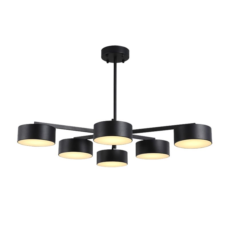 Drum Pendant Light Post Modern Metal 3/5/6/10 Lights Black/Gold Chandelier Light for Living Room
