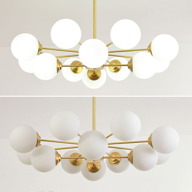 Globe Chandelier Light Fixture Designer Multi-Head Bronze Chandelier Lamp with Glass Shade