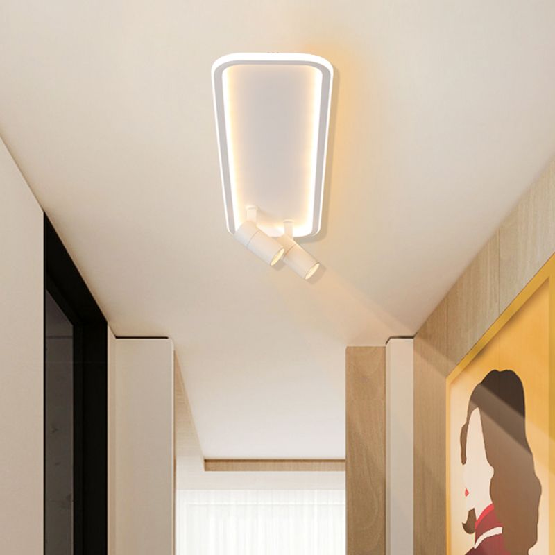 Lámpara de techo de aluminio de estilo minimalista moderno con montaje semiempotrado LED rectangular de 2 luces en color blanco