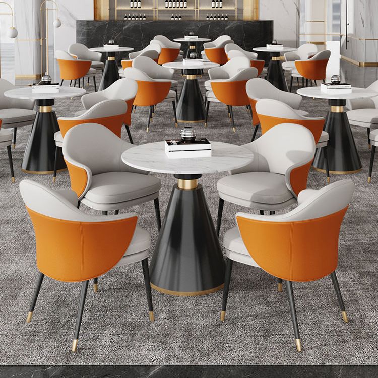 Metal Traditional Luxury Round Table Sintered Stone Top Indoor Table with Pedestal