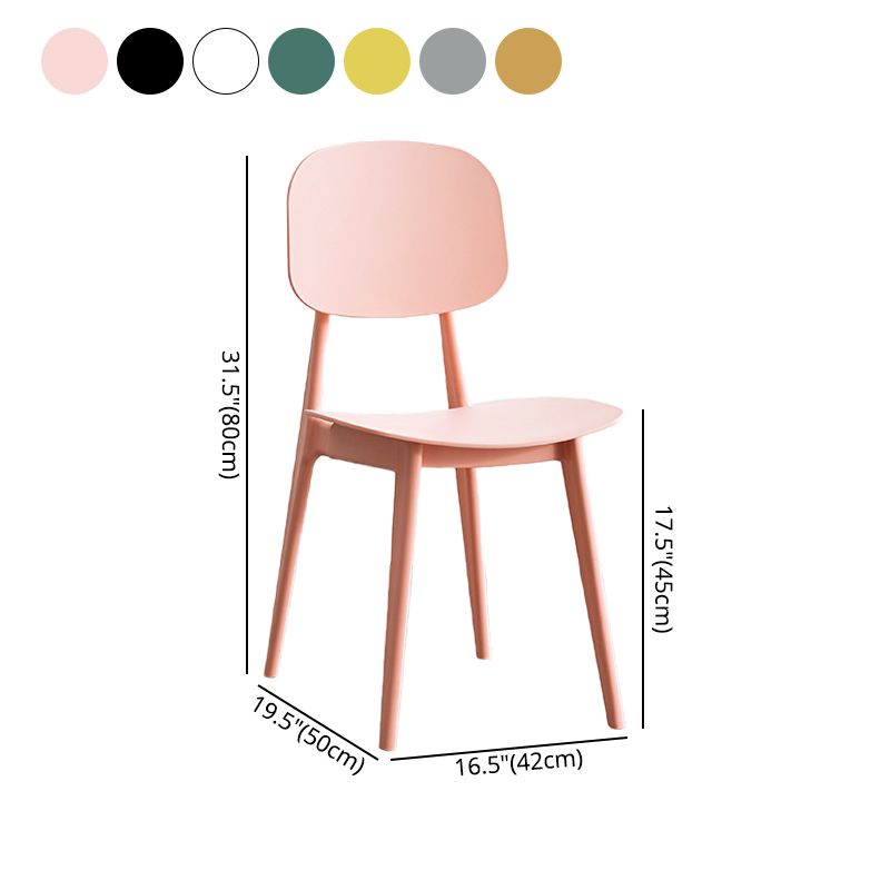 Scandinavische stijl Open achterkant Dining Side stoel Plastic Dining Armless Stoel