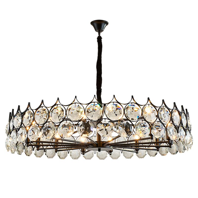 Beveled Cut Crystal Bead Hanging Lamp Postmodern Style Chandelier Pendant Light for Living Room