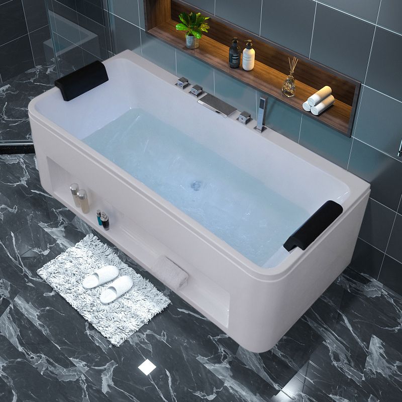 Freestanding Rectangular Bathtub Modern Acrylic Center-Front Drain Placement Tub