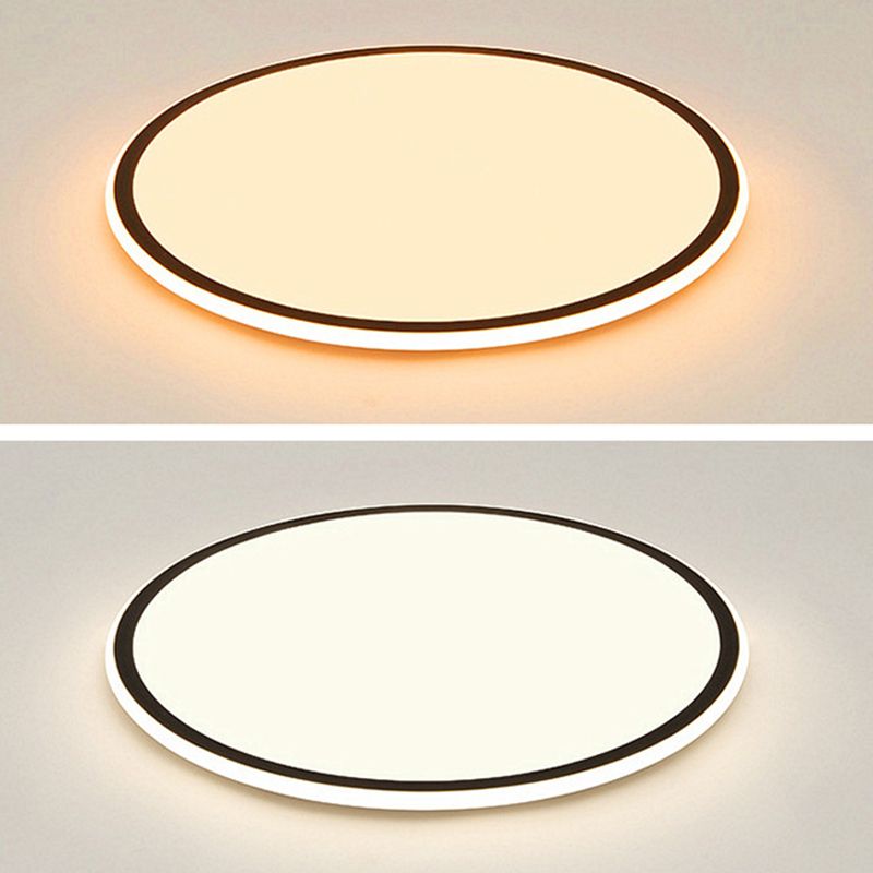 Plafonnier LED en aluminium simple encastré en forme de disque noir pour chambre à coucher