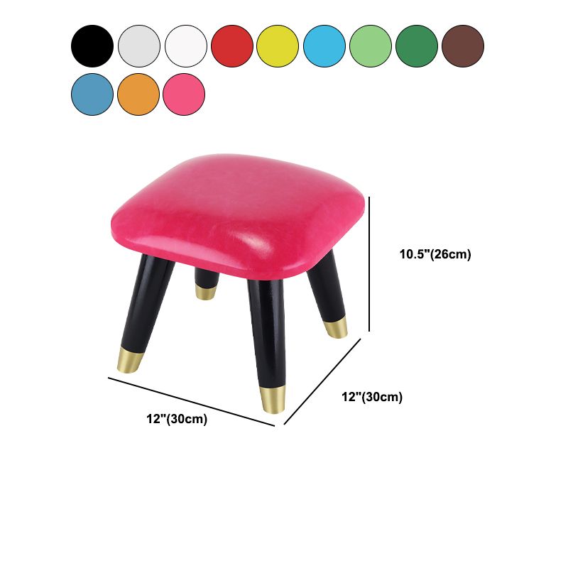 Glam Footstool Ottoman Genuine Leather Upholstered Nailhead Trim Square Ottoman