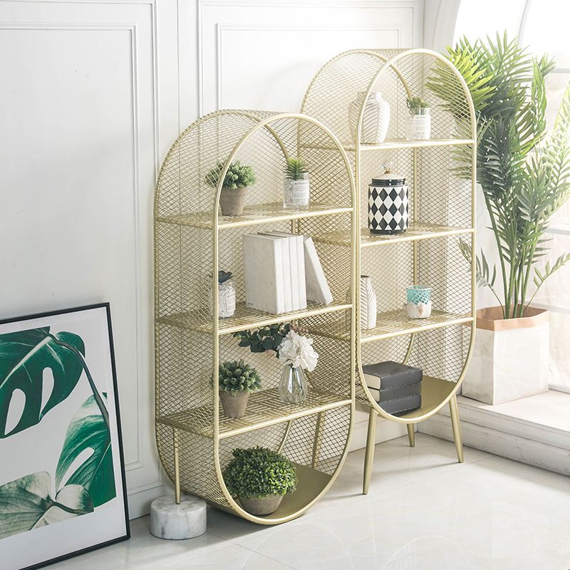 Glam Metal Bookshelf Standard Book Shelf for Home Office 11.8" Wide