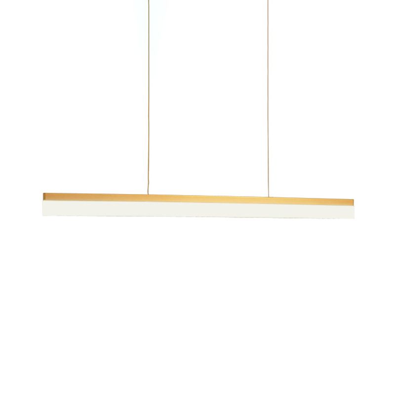 LED Office Pendant Light with Linear Acrylic Shade Black/Gold Ceiling Lamp over Table in Warm/White/Natural Light, 39"/47" Wide