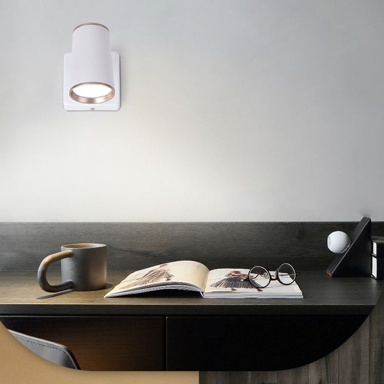 Rotatable Cylindrical Bedside Reading Lamp Modernism Simplicity Aluminum Wall Sconce for Bedroom