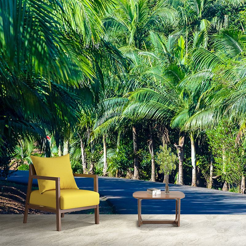 Customized Palm Tree Mural Tropical Mildew Resistant Sleeping Room Wall Mural