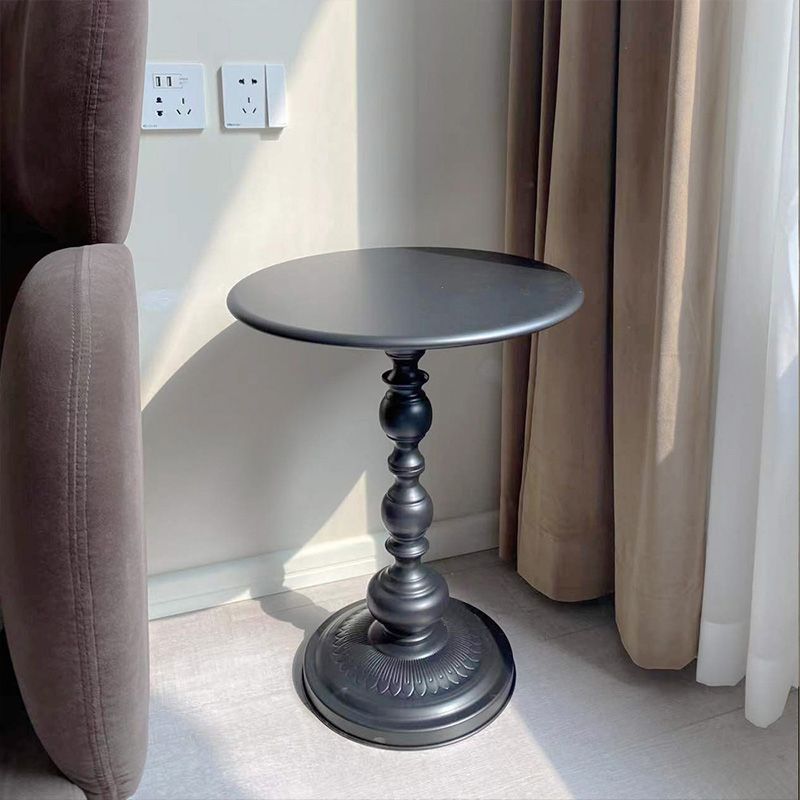 Side Table Metal Pedestal Table Round Mid-Century Living Room
