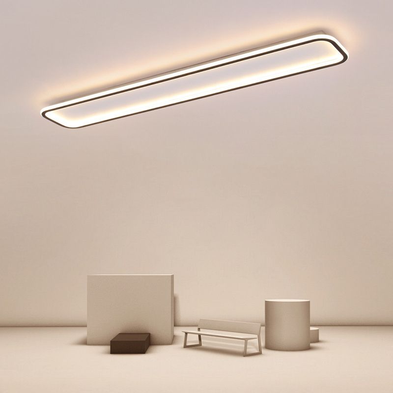 Lámpara de techo rectangular de acrílico, montaje empotrado LED negro minimalista en luz blanca/cálida, 16"/23,5"/31,5" de largo