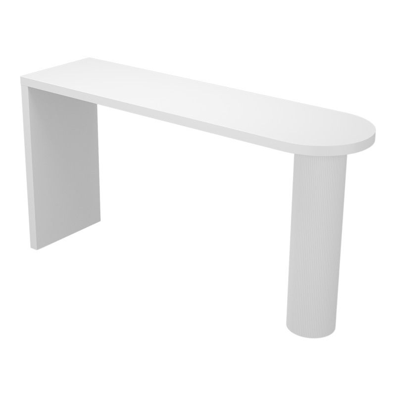 Contemporary White Double Pedestal Bar Table Wood and Iron Bar Dining Table
