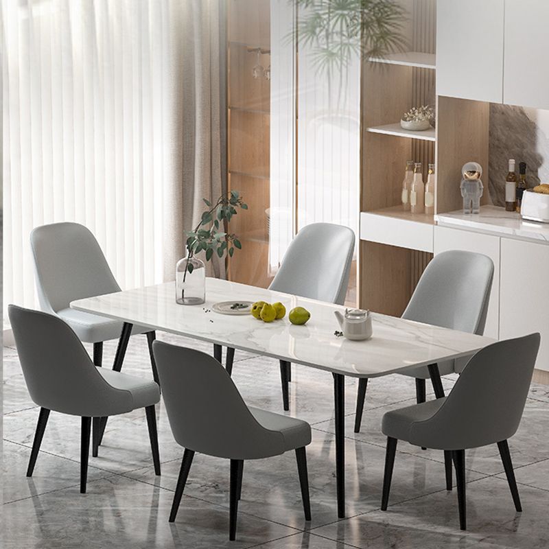 Industrial Iron Legs Dining Table Rectangle Stone Dining Table for Kitchen
