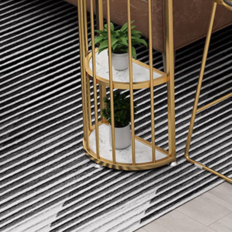 Glam Style Bar Table Faux Marble Double Pedestal Bistro Table with Storage