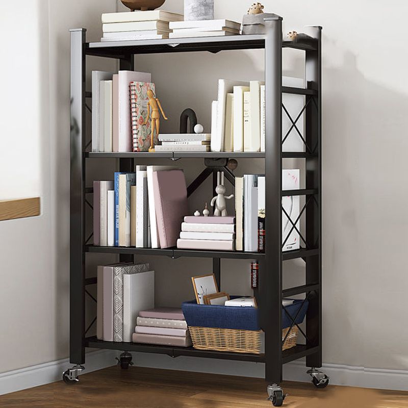 Contemporary Metal Bookshelf Etagere Folding Bookcase with Shelves