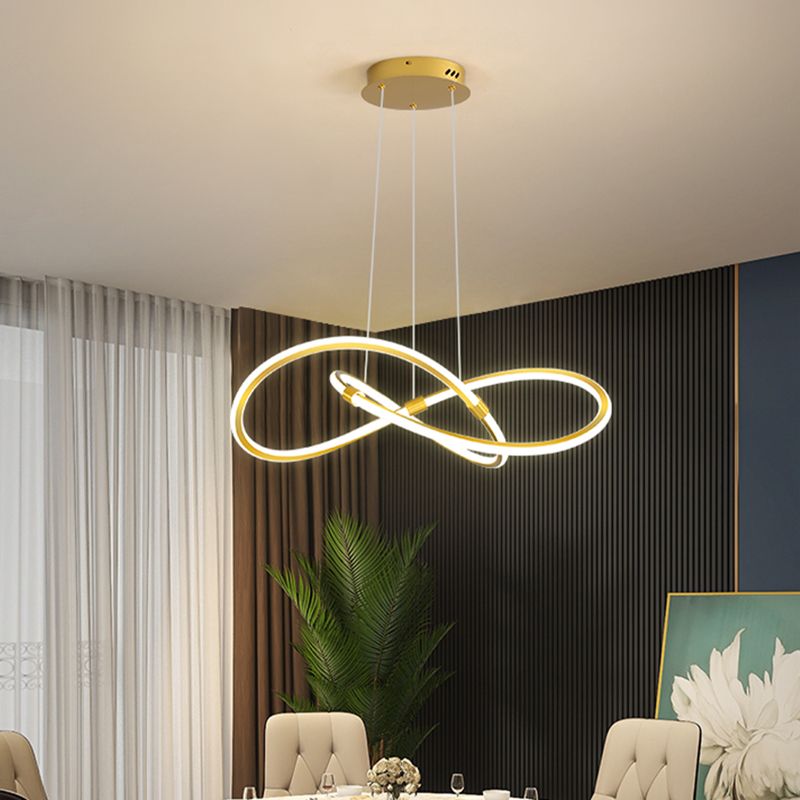 Modern Style Twist Shape Pendant Chandelier Metal 1 Light Chandelier Light in Gold