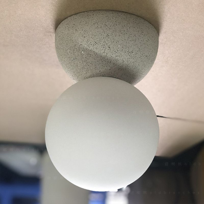 Modern Nordic Macaron Flush Mount Marble Globe Ceiling Light with Frosted Glass Shade