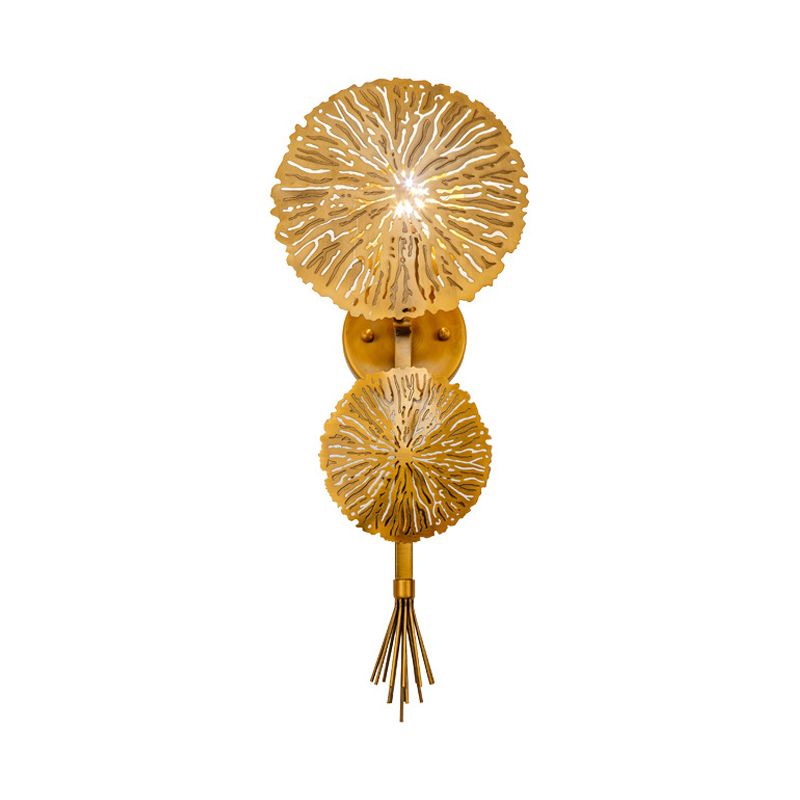 Éclairage mural rond traditionnel métal 1 lampe murale de tête en or