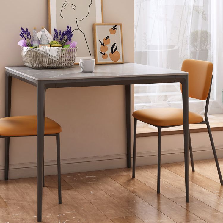 Sintered Stone Grey Dining Table Industrial 4 Legs Table for Dining Room